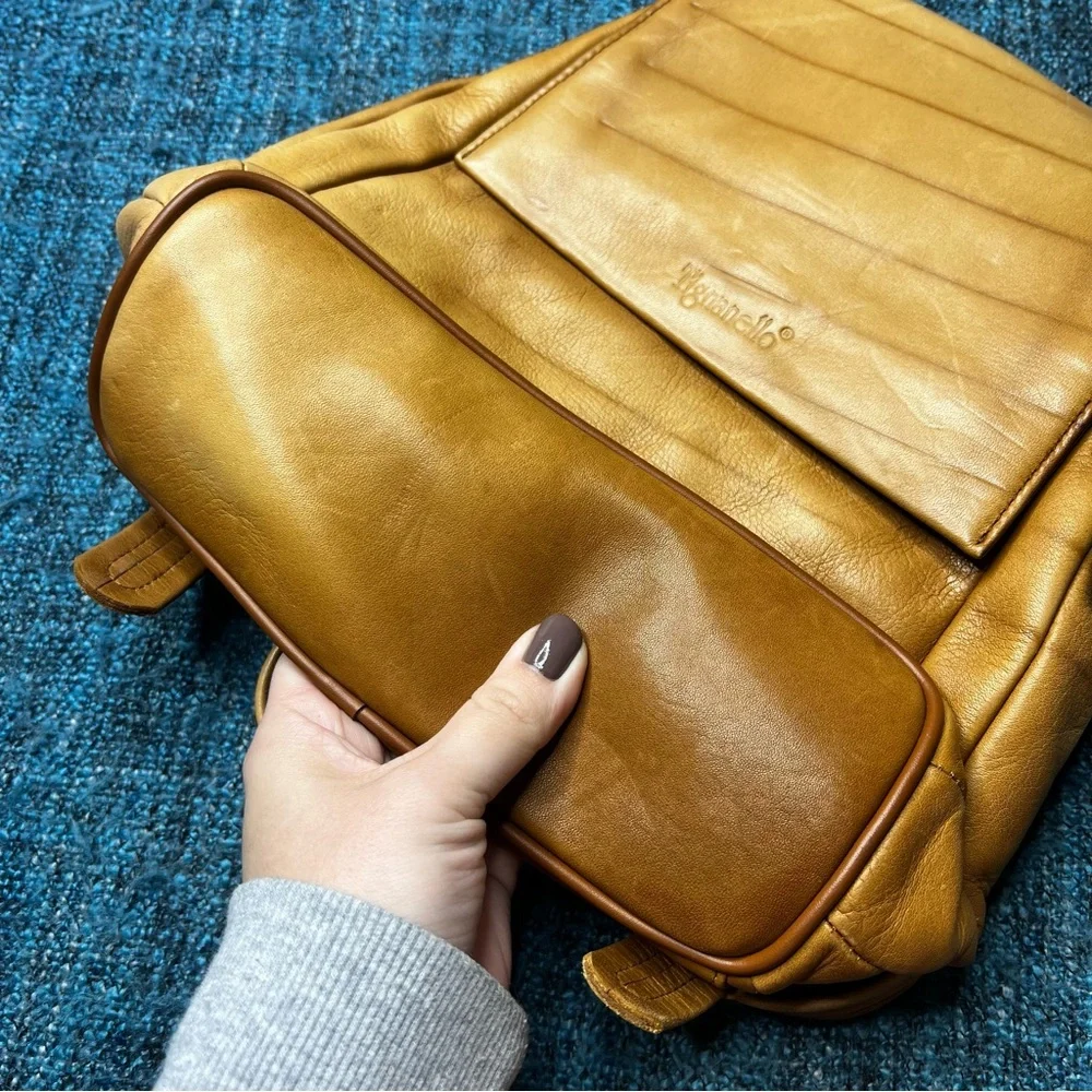 Tignanello Genuine Leather Backpack Purse in Nut Tan Brown Buttery Soft NWT